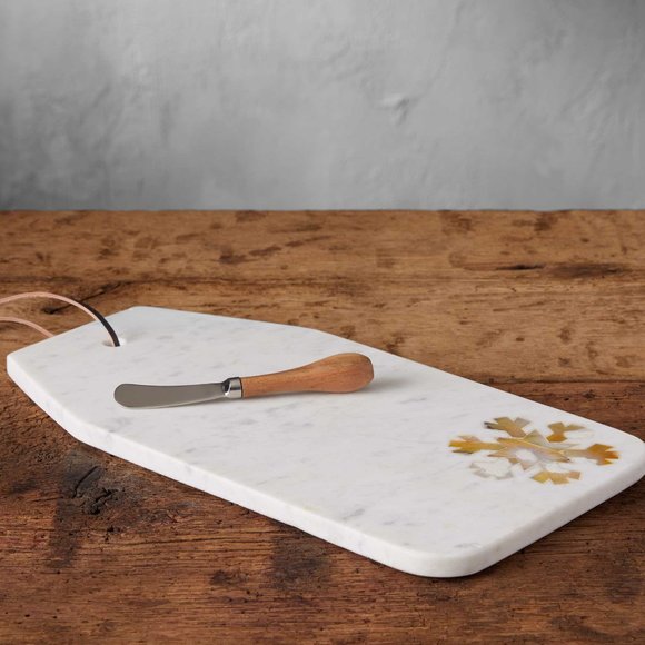 Marble Snowflake Cheese Board Wood Handle Canape Knife Cheese and Cutting Boards - Picture 5 of 10